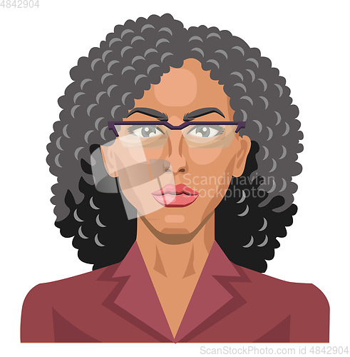 Image of Pretty girl with glasses and curly hair illustration vector on w