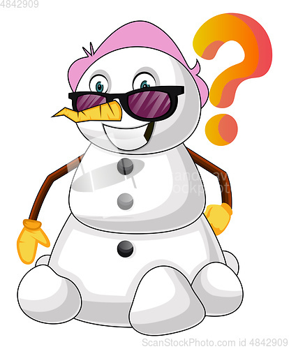 Image of Curious snowman illustration vector on white background