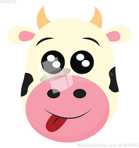 Image of Portrait of the face of a cow with tongue hanging out vector or 