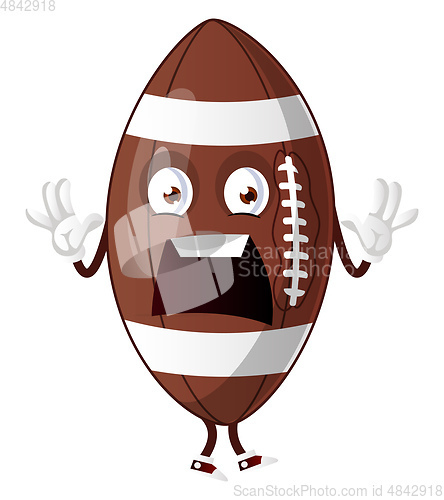 Image of Rugby ball is felling afraid, illustration, vector on white back