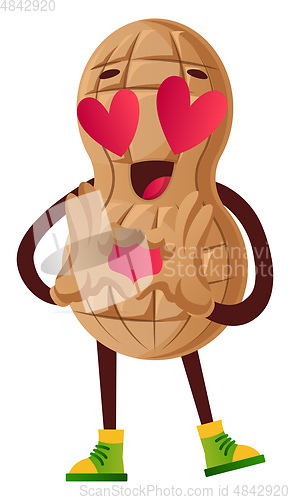 Image of Peanut in love, illustration, vector on white background.