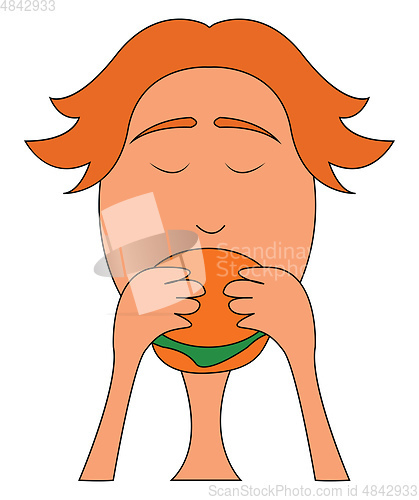 Image of Boy eating burger 