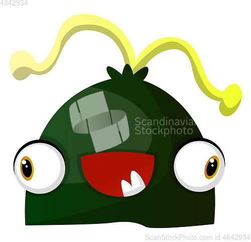 Image of Happy green monster with yellow hair illustration vector on whit