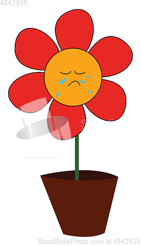 Image of A crying red flower vector or color illustration