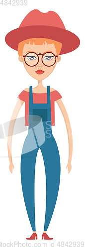 Image of Girl in jeans illustration vector on white background