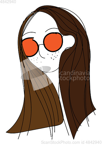 Image of Brunette wearing colorful sunglasses vector illustration