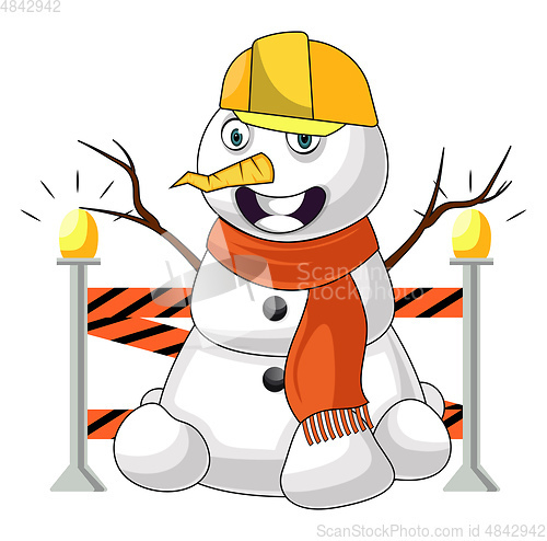 Image of Working snowman illustration vector on white background