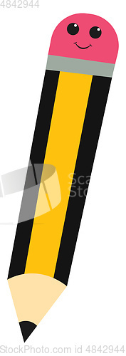 Image of Pencil with rubber vector or color illustration