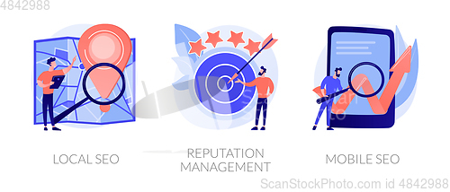 Image of SEO management vector concept metaphors.