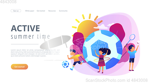 Image of Sport summer camp concept landing page.