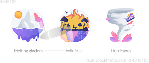 Image of Global warming consequences vector concept metaphor.