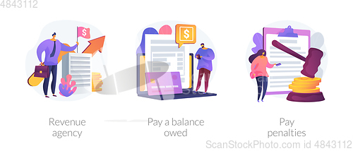 Image of Tax payment stages vector concept metaphors.