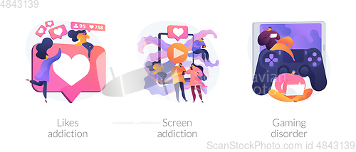 Image of Technology addiction vector concept metaphor.