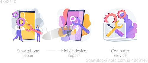 Image of Personal device repair services vector concept metaphors.