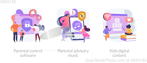 Image of Parental control for kids wellbeing vector concept metaphors.