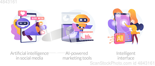 Image of Artificial intelligence in business vector concept metaphors.