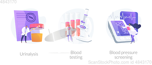 Image of Clinical laboratory analysis icons cartoon set vector concept metaphors.