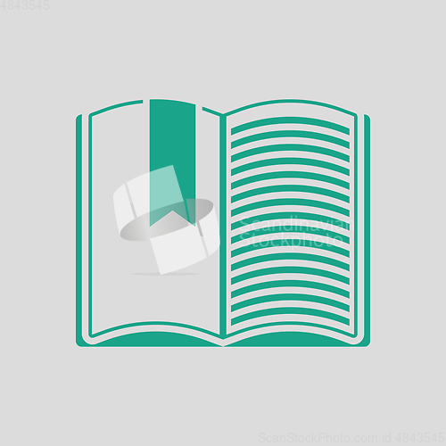 Image of Open book with bookmark icon