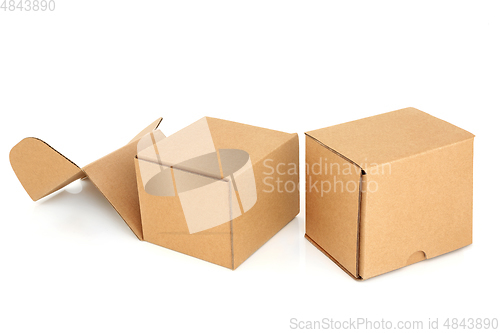 Image of Two Cube Shaped Cardboard Boxes 