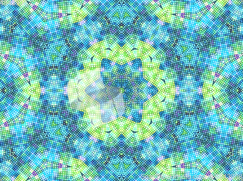 Image of Bright background with concentric mosaic pattern