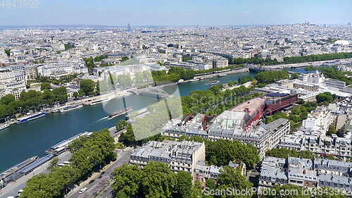 Image of Beautiful aerial view from Eiffel Tower on Paris