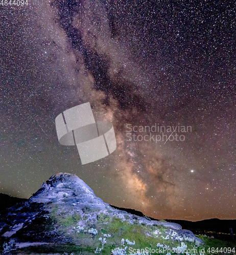 Image of soda bute and milky way in the sky at yellowstone park