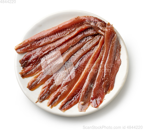 Image of plate of canned anchovies