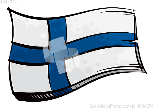Image of Painted Finland flag waving in wind