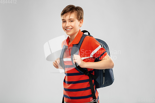 Image of smiling student boy with backpack