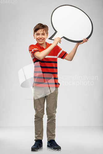 Image of boy holding speech bubble