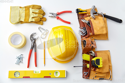 Image of different work tools on white background