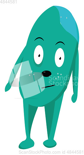 Image of Cartoon blue monster with big eyes vector or color illustration