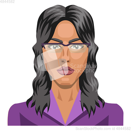 Image of Long haired girl wearing glasses illustration vector on white ba