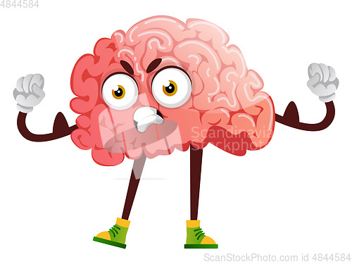 Image of Brain is angry, illustration, vector on white background.