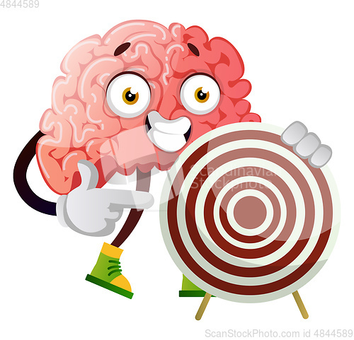 Image of Brain holding a target, illustration, vector on white background