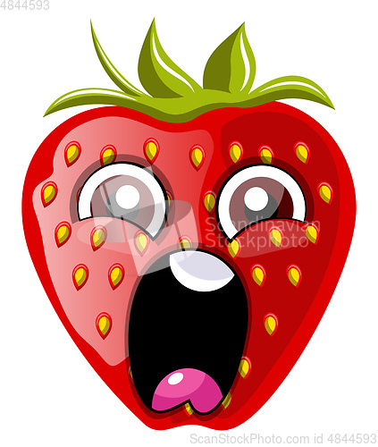 Image of Screaming red strawberry illustration vector on white background