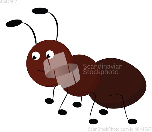 Image of Emoji of a smiling brown ant vector or color illustration