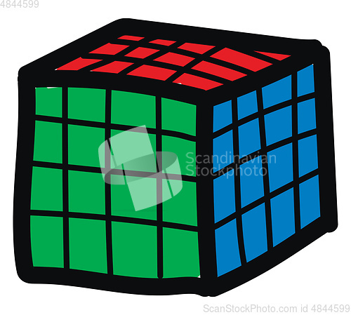 Image of Rubik\'s cube 4x4 illustration vector on white background 