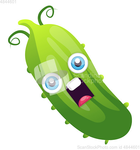 Image of Stunned cartoon cucumber illustration vector on white background