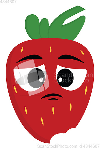 Image of A sad strawberry vector or color illustration