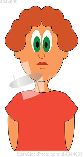 Image of Boy with curly hair and green eyes vector illustration
