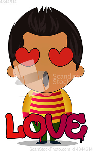 Image of Boy is feeling in love, illustration, vector on white background