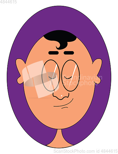 Image of Portrait of a man with big ears over a purple background vector 