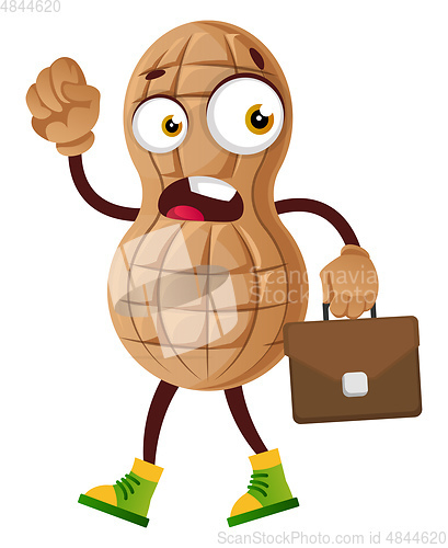 Image of Peanut walking with briefcase, illustration, vector on white bac