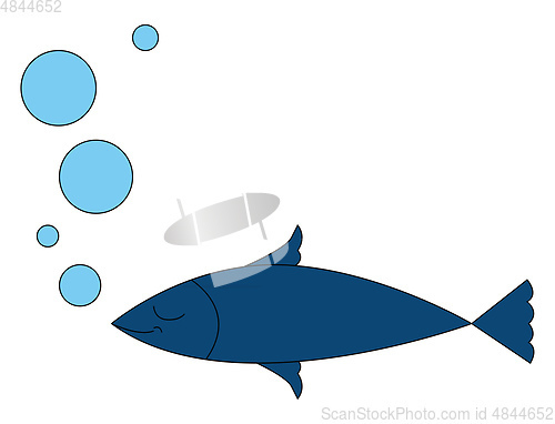 Image of Blue fish and buubles vector illustration 