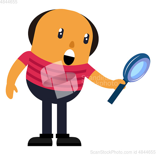 Image of Man with magnifying glass, illustration, vector on white backgro