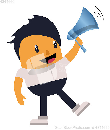 Image of Man speak on megaphone, illustration, vector on white background