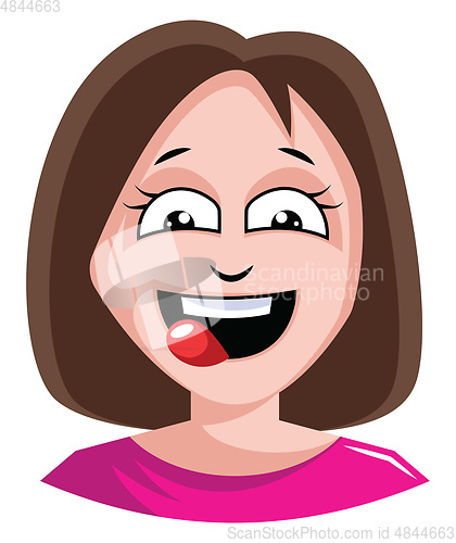 Image of Woman is craving some delicious food illustration vector on whit