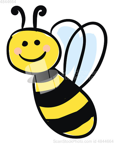 Image of smiling honeybee vector or color illustration