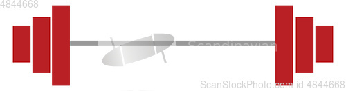 Image of Clipart of a red-colored barbell vector or color illustration